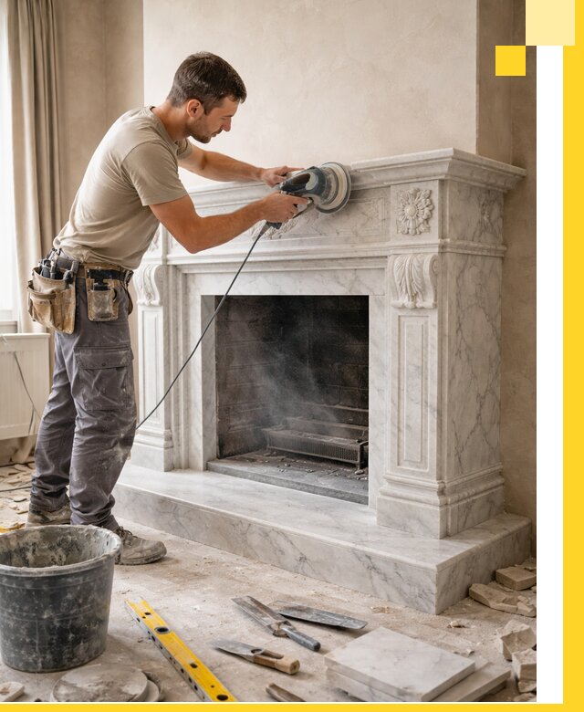 Изготовление и установка мраморных каминов в Карпинске под ключ