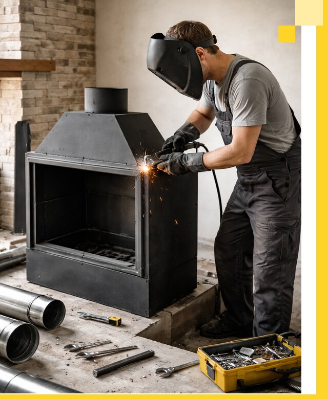 Продажа и установка металлических каминов в Карпинске под ключ