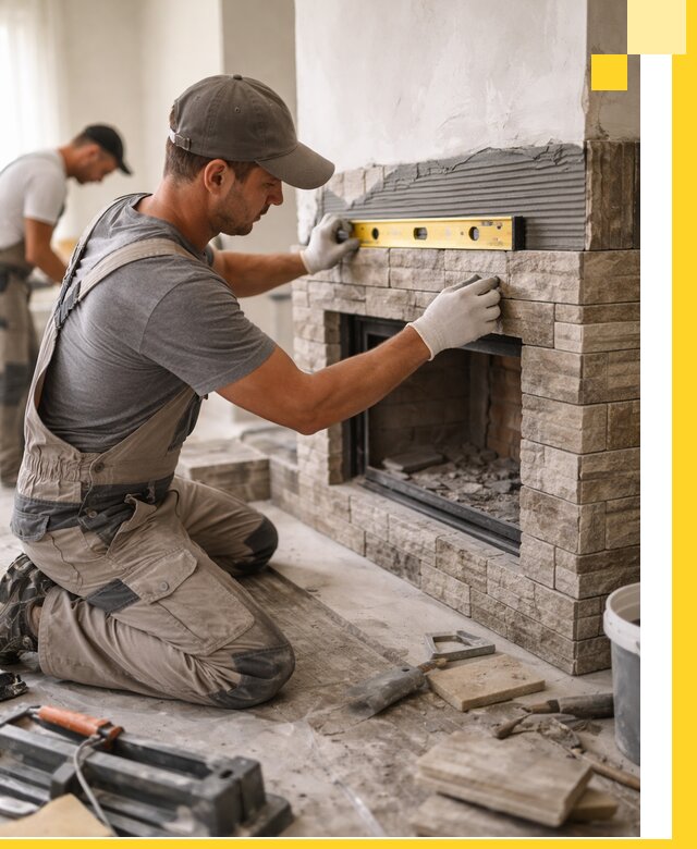 Облицовка каминов в Карпинске, монтаж и отделка натуральным камнем