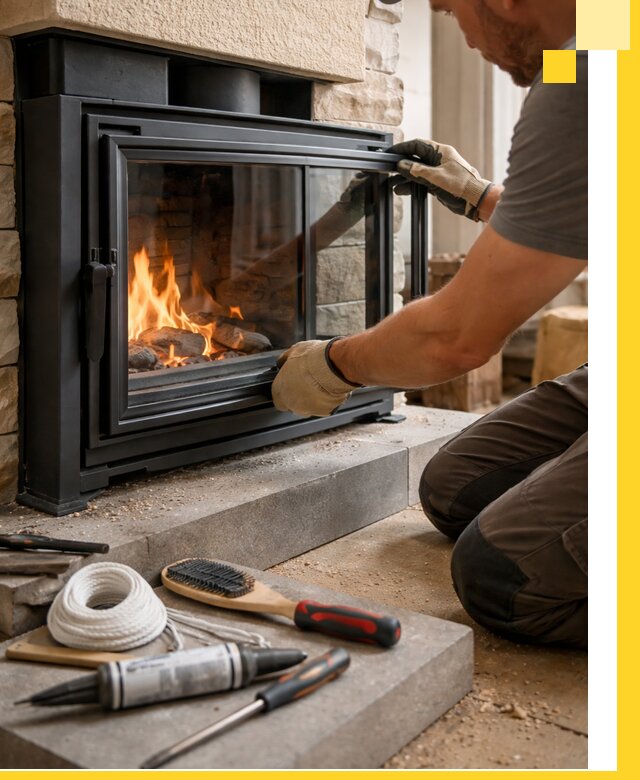 Производство, монтаж и доставка каминов со стеклом в Карпинске