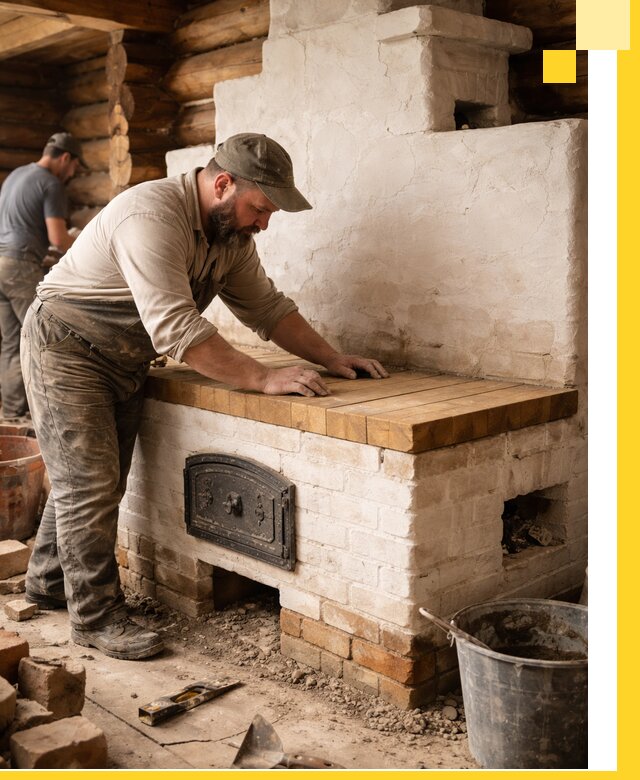 Проектирование и установка русской печи с лежанкой в Карпинске