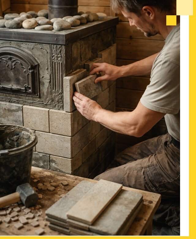 Облицовка банных печей в Карпинске профессиональная отделка