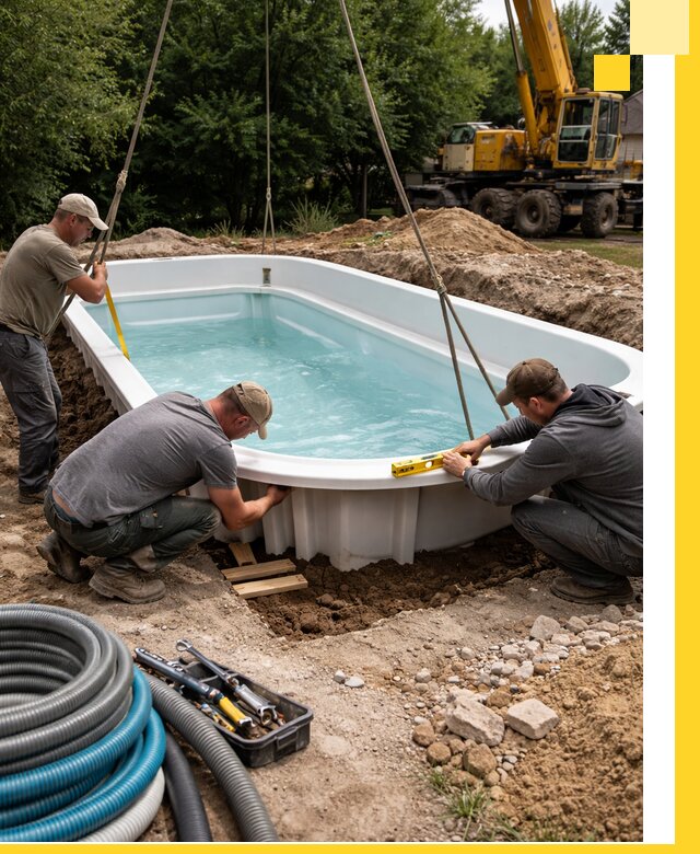 Установка и монтаж композитных бассейнов под ключ в Карпинске