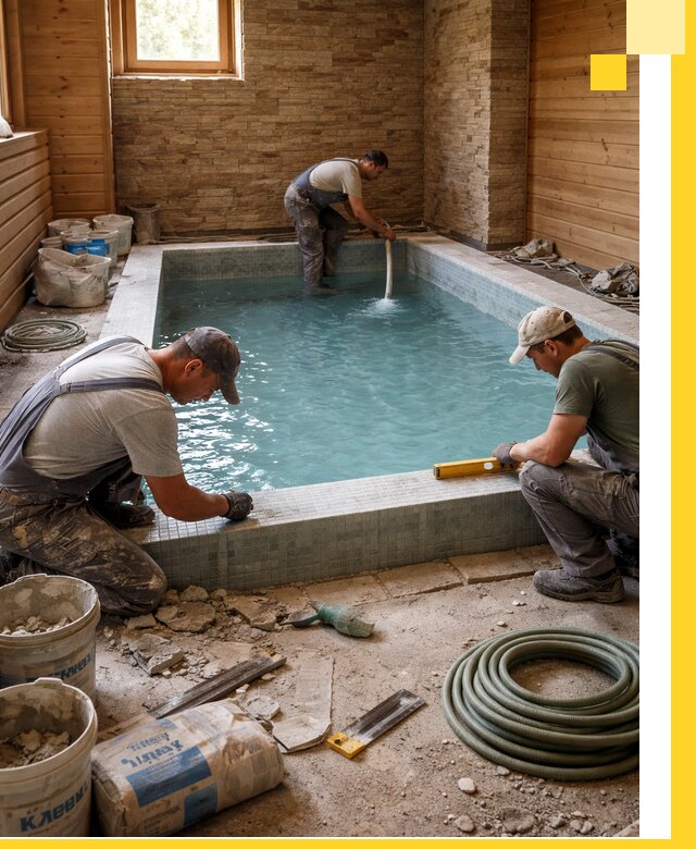 Проектирование и строительство бассейнов для бани в Карпинске