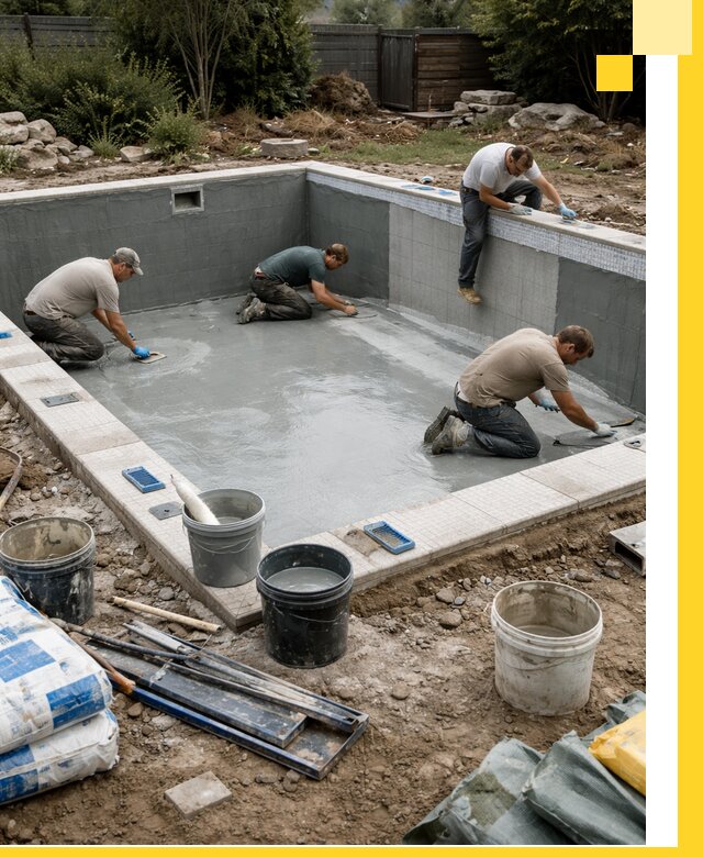 Изготовление и монтаж чаши бассейна под ключ в Карпинске