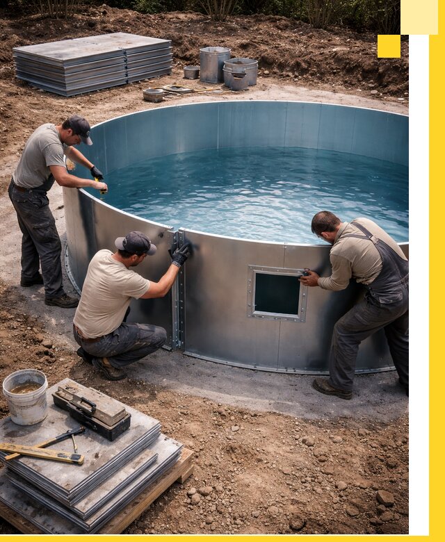 Круглые бассейны под ключ в Карпинске проектирование и монтаж