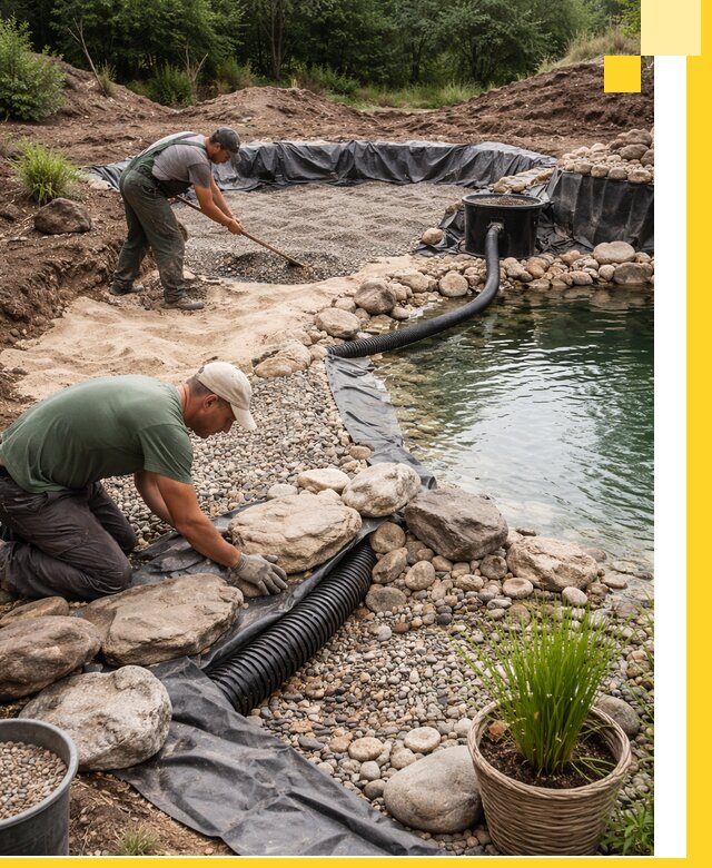 Строительство природных бассейнов и озер в Карпинске под ключ