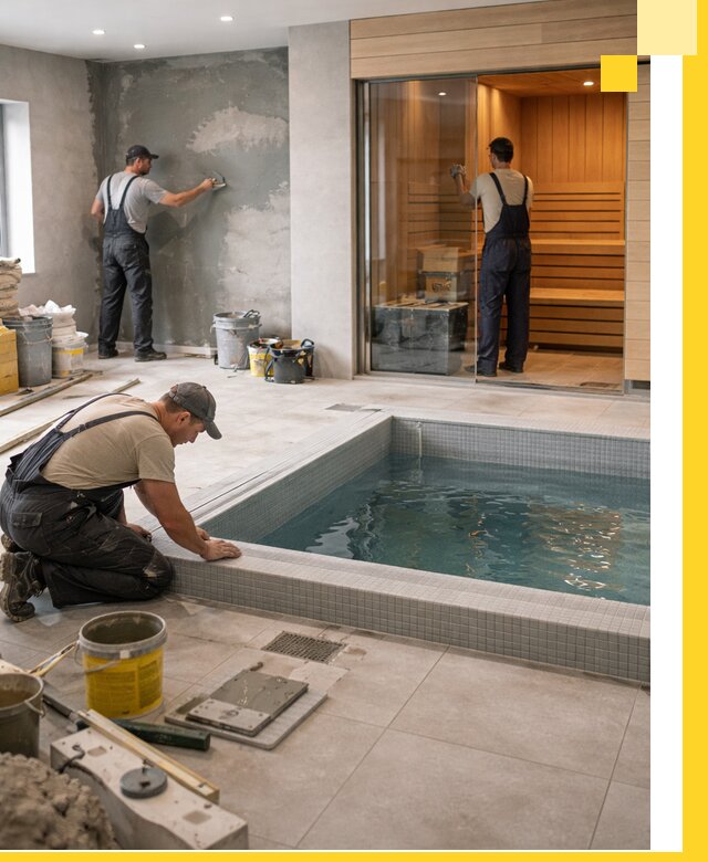 Проектирование и строительство сауны с бассейном в Карпинске