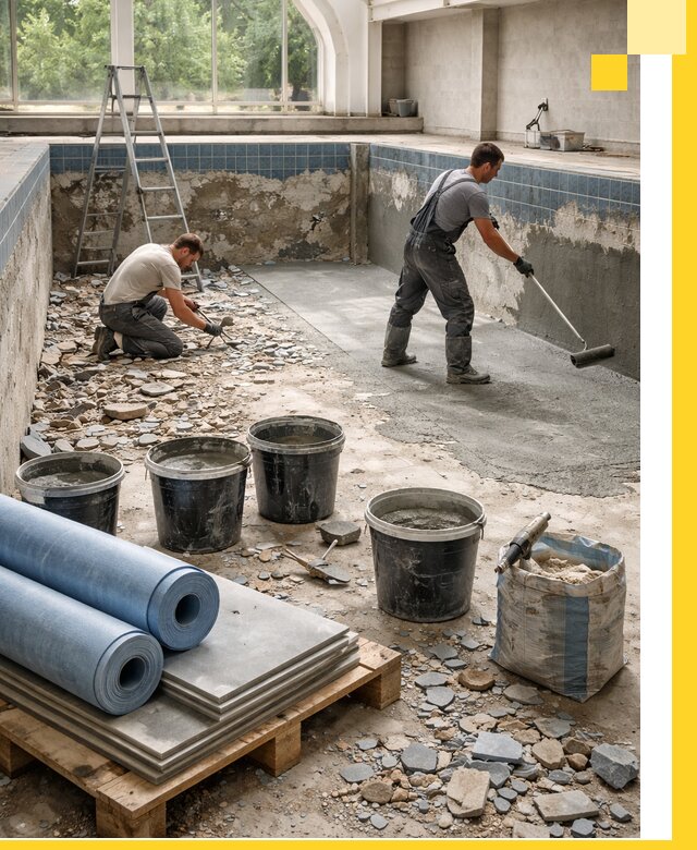 Реконструкция бассейнов в Карпинске: ремонт, гидроизоляция