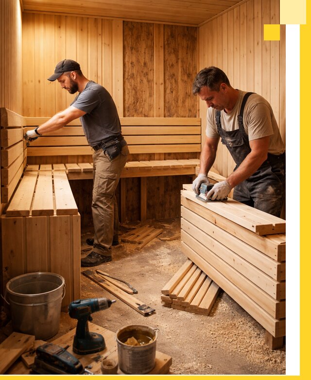 Профессиональный комплексный ремонт саун под ключ в Карпинске