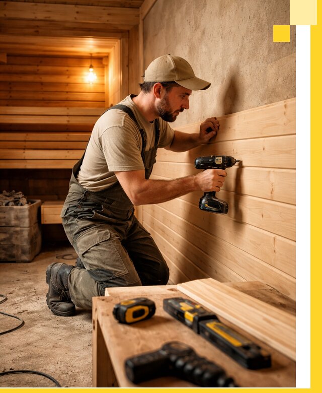 Профессиональная внутренняя отделка бани в Карпинске под ключ