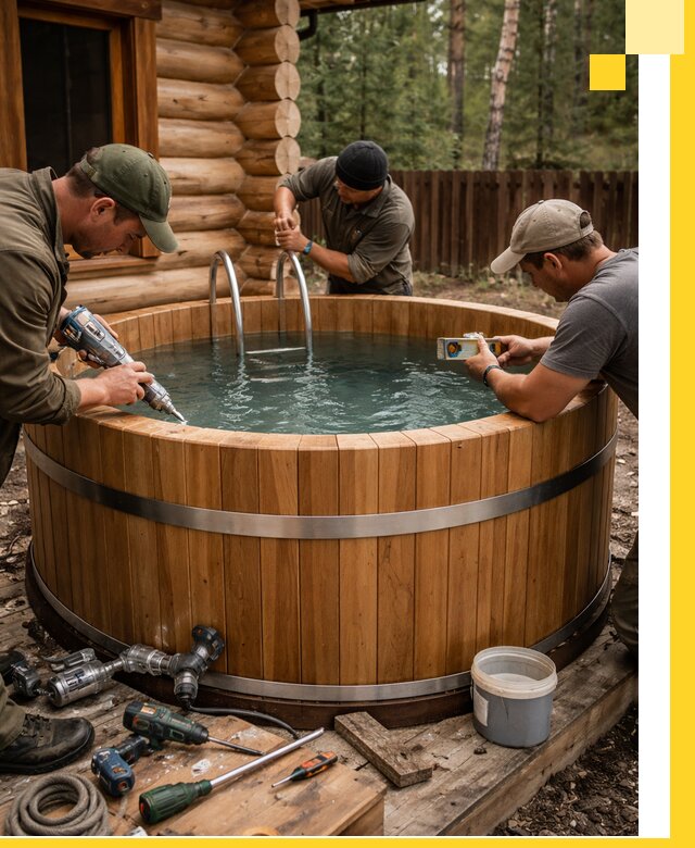 Строительство бань с купелью под ключ и отделкой в Карпинске