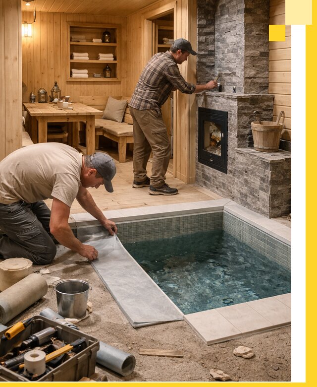 Строительство бань с комнатой отдыха под ключ в Карпинске