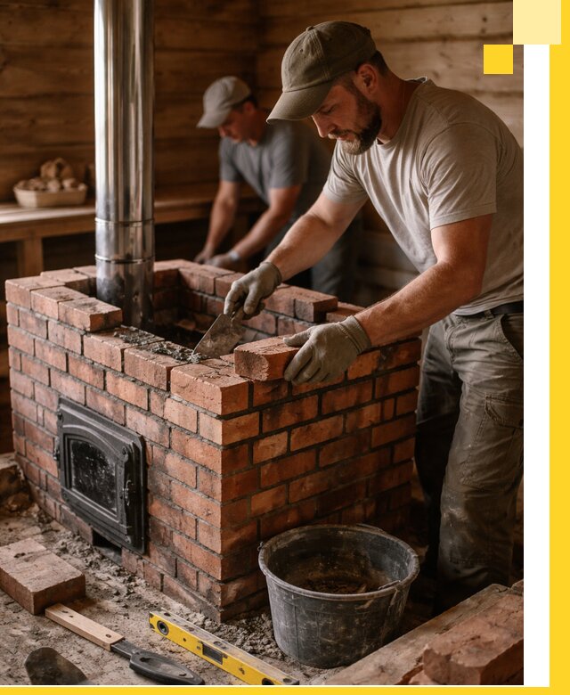 Кирпичные печи для бани под ключ в Карпинске, проект и монтаж