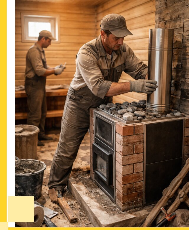 Монтаж печи в бане под ключ в Карпинске от 20536 р. | ЭриданКпн