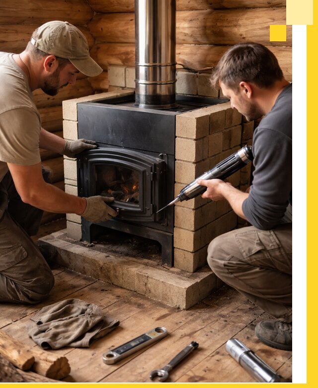 Монтаж и установка печи в бане под ключ с гарантией в Карпинске