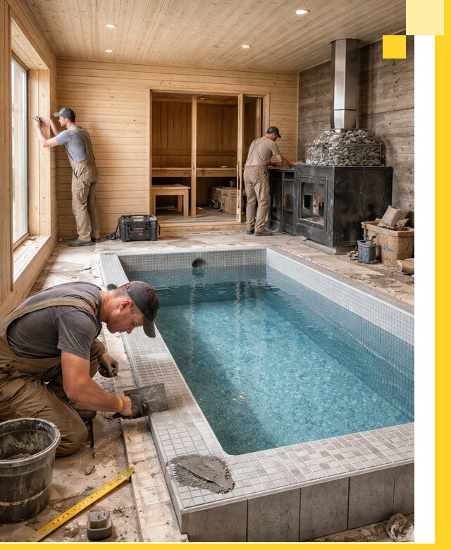 Проект бани с бассейном и сауной в Карпинске под ключ