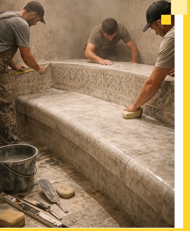 Изготовление и установка сидений для хамама в Карпинске