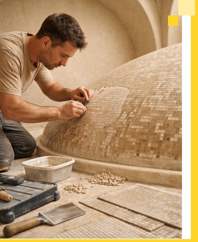 Профессиональная укладка мозаики для хамама под ключ в Карпинске