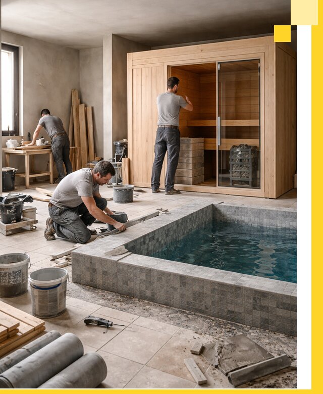 SPA зоны под ключ с бассейном сауной и печью в Карпинске